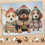 Gemütlicher Welpenhund Niedliche Welpen Weihnachte Puzzle<br><div class="desc">Suchen Sie nach einer lustigen und interessanten Aktivität, die Sie mit Ihrer Familie in dieser Ferienzeit teilen können? Schauen Sie sich nur unsere Puzzle-Kollektion an, die spielerische, bezaubernde Welpen aus Strickpullover in Winterkleidung enthält! Als Hundeliebhaber werden Sie die Vielfalt an Welpenhunden von einem niedlichen Korgi, Daschund Hund, Rottweiler, Bulldog, Golden...</div>