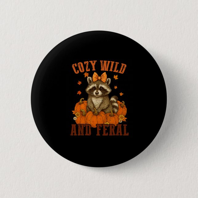 Gemütlicher wilder und verwilderter lustiger Wasch Button (Vorderseite)