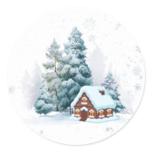 Gemütlicher Winter Cottage Aufkleber