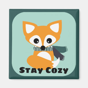 Gemütlicher Winter Fox 2 Zoll Platz Magnet bleibe