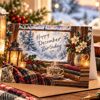 Gemütlicher Winter-Geburtstag Frohen Dezember-Gebu Karte