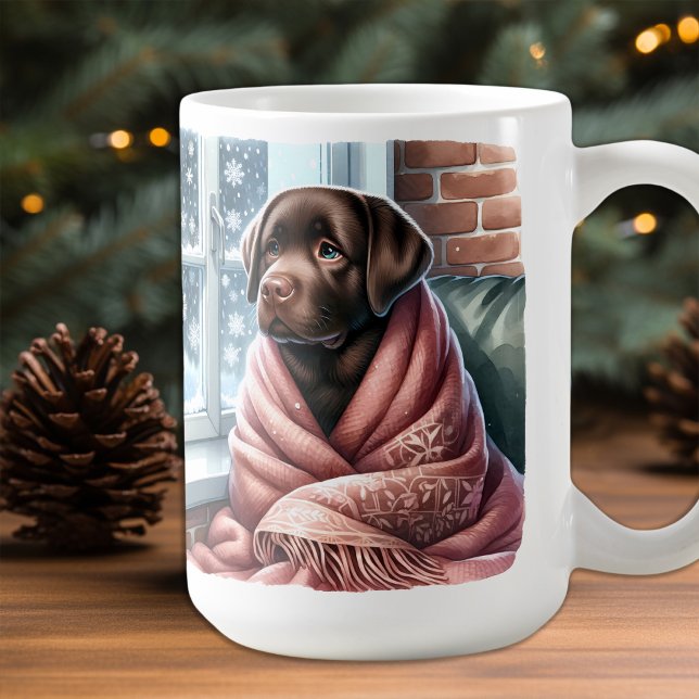 Gemütlicher Winter Labrador Retriever Puppy Dog Tasse (Von Creator hochgeladen)