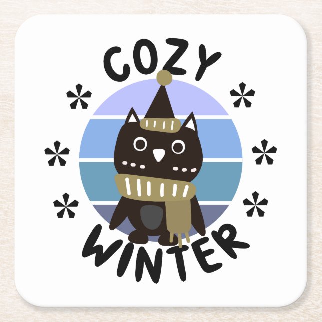 Gemütlicher Winter, Niedliche Eule Rechteckiger Pappuntersetzer (Vorderseite)