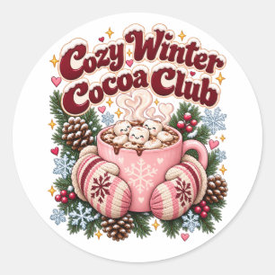 Gemütlicher Winter-Schokoladen-Club Weihnachtsfest Runder Aufkleber