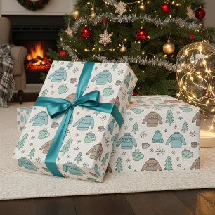Gemütlicher Winter Süßer Pullover & Heiße Schokola Geschenkpapier
