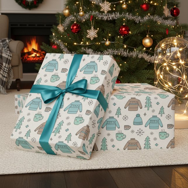 Gemütlicher Winter Süßer Pullover & Heiße Schokola Geschenkpapier (Von Creator hochgeladen)