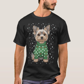 gemütlicher Winter Yorkshire Terrier lustige Hunde T-Shirt