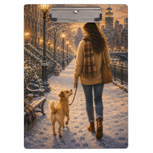 Gemütlicher Winterabendspaziergang mit meiner best Klemmbrett