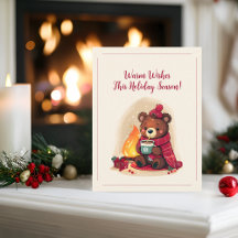 Gemütlicher Winterbär mit Kamin-Weihnachtsstimmung