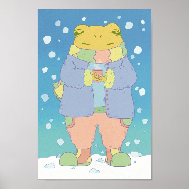 Gemütlicher Winterfrosch Poster (Vorne)