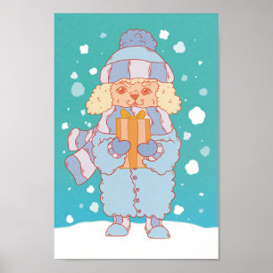 Gemütlicher Winterhund Poster