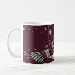 Gemütlicher Winterkatze-Burgunder-Schneeflocken-Ka Kaffeetasse