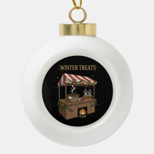 Gemütlicher Wintermarktstand mit Weihnachtsleckere Keramik Kugel-Ornament