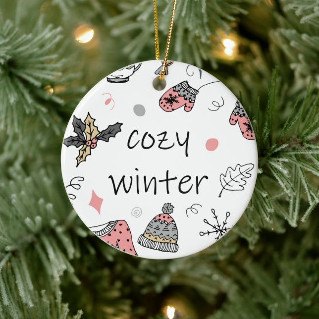 Gemütlicher Winterurlaub Keramik Ornament (Baum)