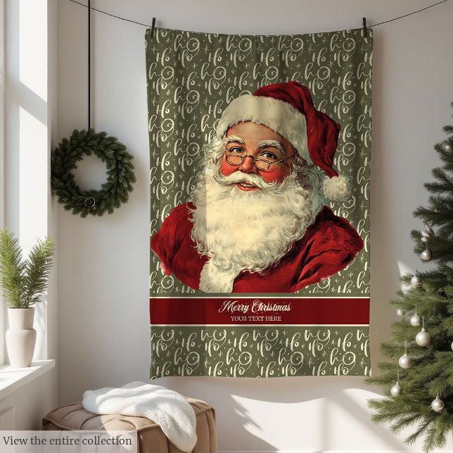 Gemütliches altes Santa Claus Holiday Throw Blanke Fleecedecke (Cozy Old Time Santa Claus Holiday Throw Blanket)