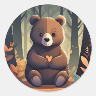 Gemütliches Baby-Bear Runder Aufkleber