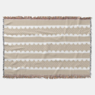 Gemütliches Beige- und Weiß-Lace-Muster Decke