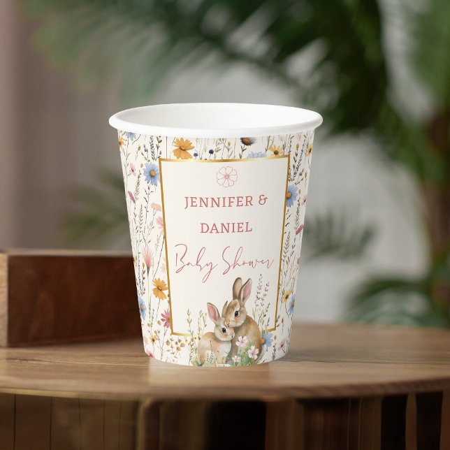 Gemütliches Beige Wildblume Babydusche Sonniges Pa Pappbecher (Von Creator hochgeladen)