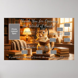 Gemütliches Bibliotheks-Eichhörnchen-Lehrer-Dankes Poster
