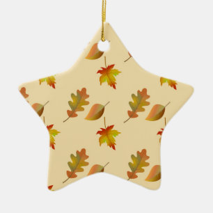 Gemütliches Blätter aus Herbstapel Blätter aus Eic Keramik Ornament