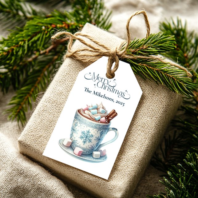 Gemütliches Blau Rustikale Weihnachten Geschenkanhänger (Von Creator hochgeladen)