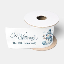 Gemütliches Blau Rustikale Weihnachten Satinband