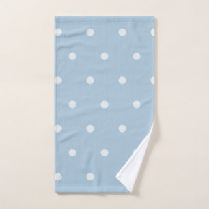 Gemütliches blaues Polka-Dotter-Muster, weißer g Handtuch