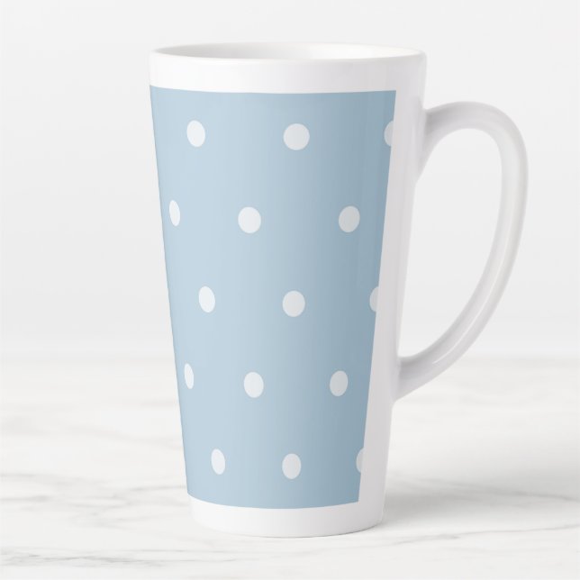 Gemütliches blaues Polka-Dotter-Muster, weißer gep Milchtasse (Rechts)