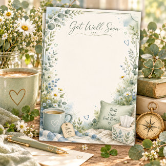 Gemütliches Blumengeschenk zur baldigen Genesung C Dankeskarte