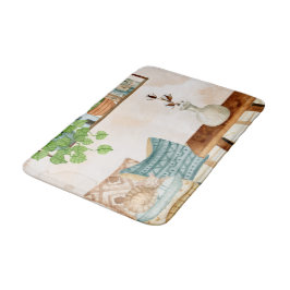 Gemütliches Bohemian-Wohnzimmer-Wasserfarben-Kunst Badematte
