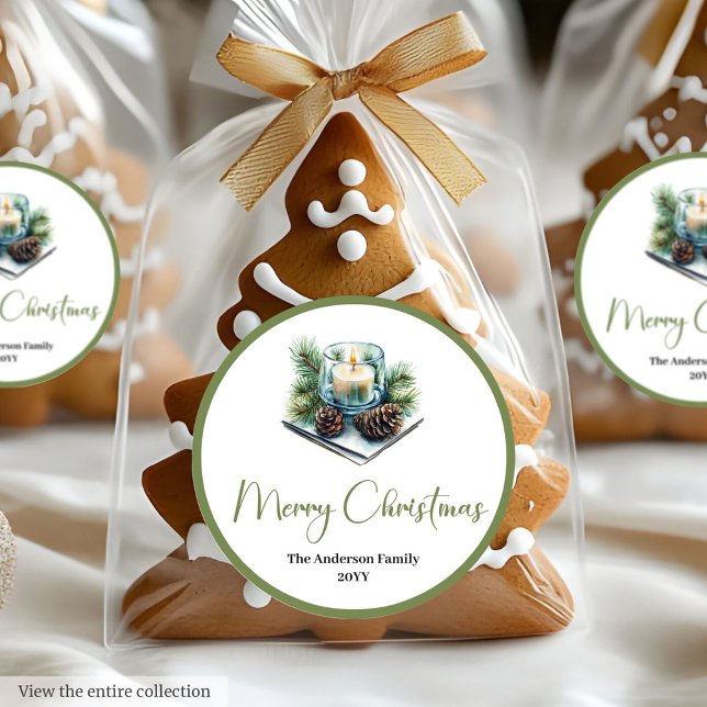 Gemütliches Boho-Neutralfarben-Weihnachtsgeschenk- Runder Aufkleber (Cozy Boho Neutral Colors Holiday Gift Tag Sticker

)