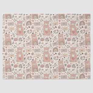 Gemütliches Boho-Teddybär-Muster Seidenpapier