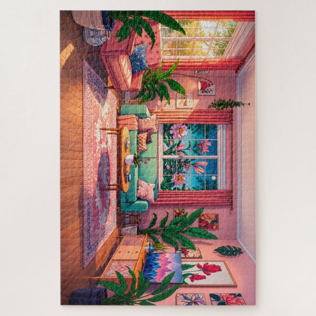 Gemütliches botanisches Wohnzimmer-Puzzle Puzzle (Vertikal)