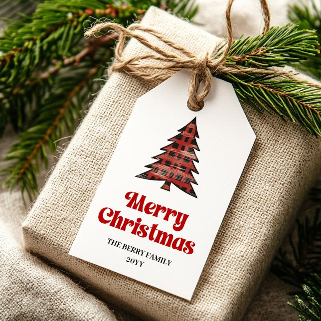 Gemütliches Buffalo-Baum-Weihnachtsgeschenk-Tag Geschenkanhänger (Cozy Buffalo Tree Holiday Gift Tag)