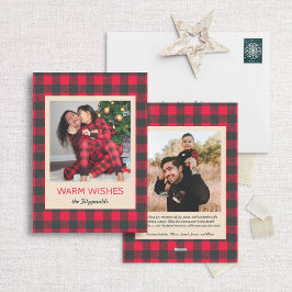 Gemütliches Buffalo Karierte Erinnerungen Foto Feiertagskarte