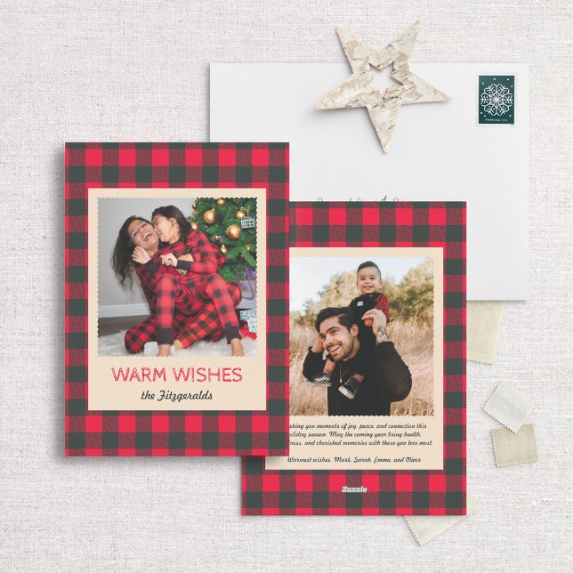 Gemütliches Buffalo Karierte Erinnerungen Foto Feiertagskarte (Von Creator hochgeladen)