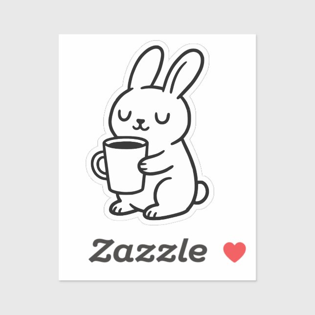 Gemütliches Bunny Coffee Doodle Aufkleber (Blatt)