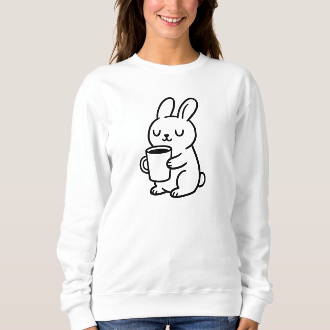 Gemütliches Bunny Coffee Doodle Sweatshirt (Vorderseite)