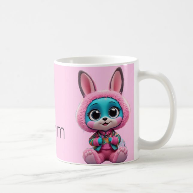 Gemütliches Bunny Tasse - Niedliches blaues Kaninc (Rechts)