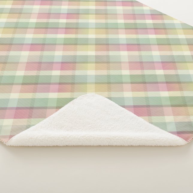 Gemütliches buntes Tartan Sherpa Blanket Sherpadecke (3/4)