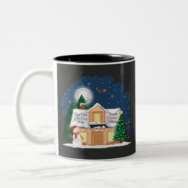 Gemütliches Cabin Hot Cocoa & Lieblingssendungen W Zweifarbige Tasse (Links)