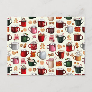 Gemütliches Cabin Hot Cocoa und Winter Leckereien Feiertagspostkarte