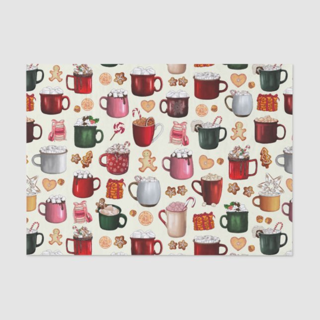 Gemütliches Cabin Hot Cocoa und Winter Leckereien Seidenpapier (Vorderseite)