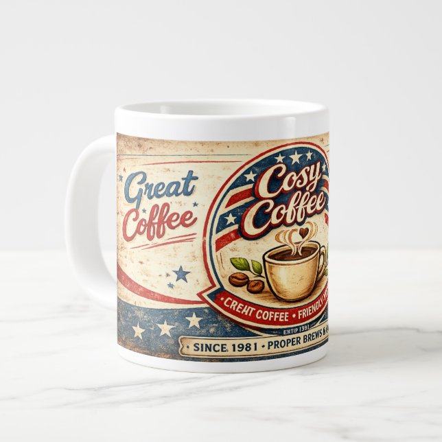 Gemütliches Café Jumbo-Tasse (Vorderseite Links)