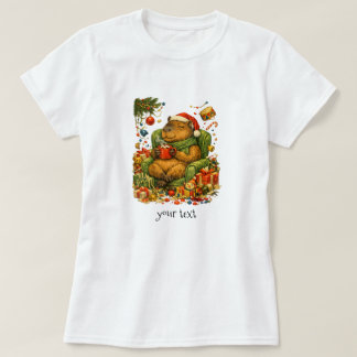 Gemütliches Capybara-Chaos-Weihnachten-Heißer Kaka T-Shirt