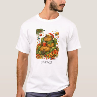 Gemütliches Capybara-Chaos-Weihnachten-Heißer Kaka T-Shirt