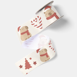 Gemütliches Capybara-Weihnachten Satinband