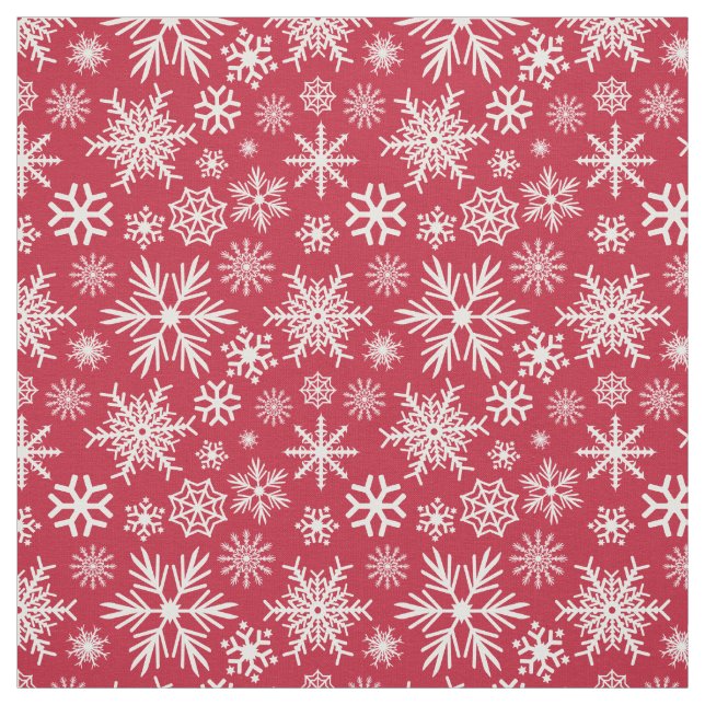 Gemütliches Chic Red Winter Snowflakes Muster Stoff (Muster)