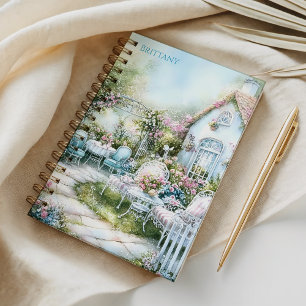 Gemütliches Cottage Blaue Blumenmuster Blauer Inne Notizblock
