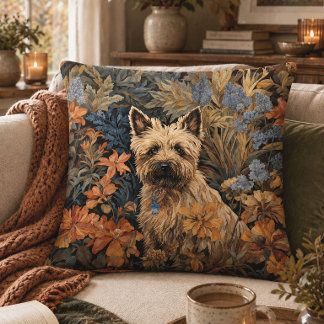 Gemütliches Cottage Cairn Terrier Vintage Botanica Kissen